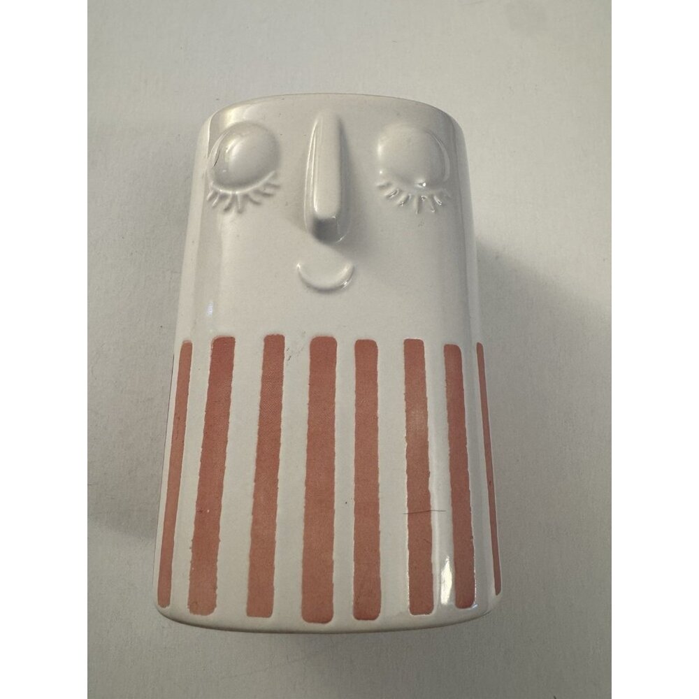 Rare Bath & Body Works Ceramic Face Foam Soap Holder With Pink Stripes HG5